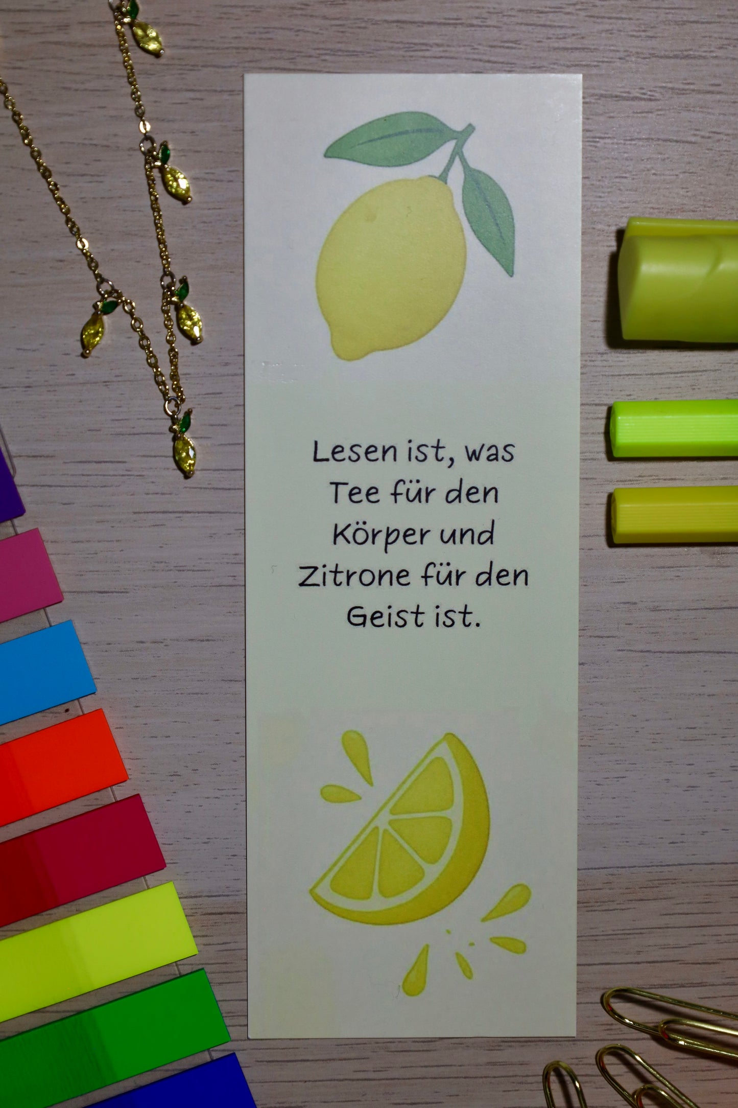 Lesezeichen Zitronendesign - 4er Set