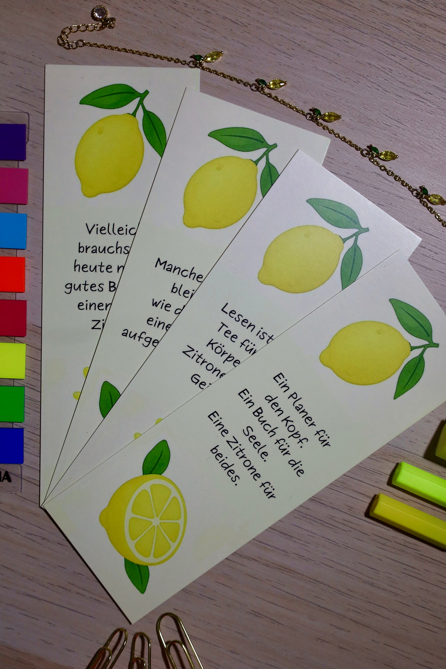 Lesezeichen Zitronendesign - 4er Set
